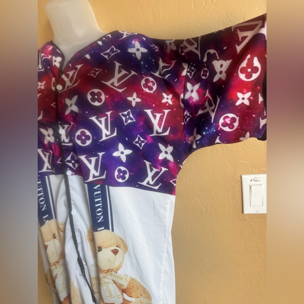 LV Vuitton Harrod’s of London PJ Pajamas Pajama Shirt Dress Large Lounge wear - Picture 7 of 13